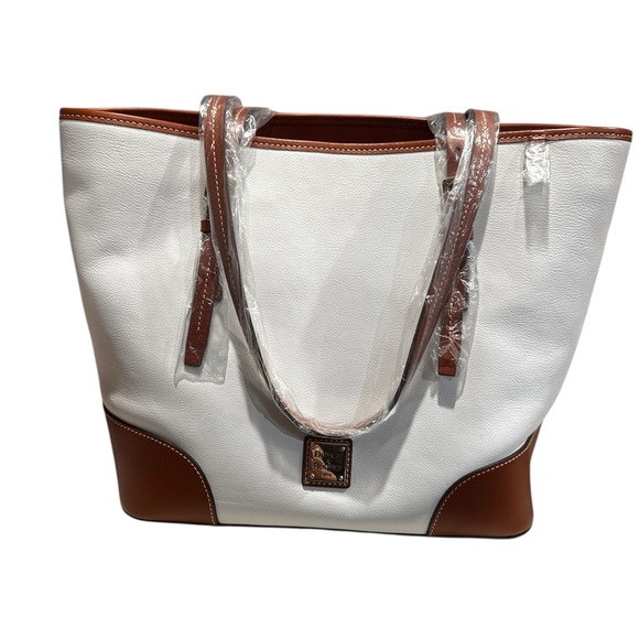 Dooney & Bourke Handbags - Dooney & Bourke Elegant White and Brown Tote Bag & dust bag retail298